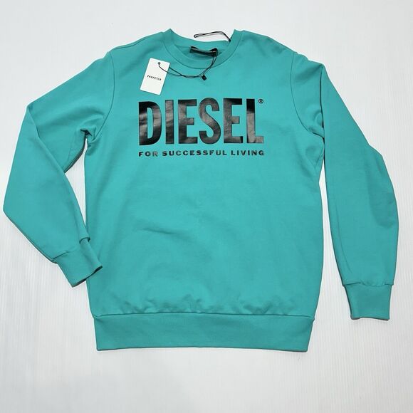 Diesel For Successful Living Crewneck Sweatshirt Sweater Mint Blue Men M NWOT - Picture 4 of 12